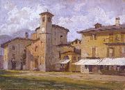 Arturo Ferrari Church and Houses France oil painting artist